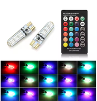 Silicone 12V Voiture RGB LED Ampoule T10 W5W 194 168 5050 6SMD 2pcs avec Télécommande Signal Lecture Wedge Licence Ampoule Lampe