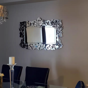 Espejo de Pared Moderno con Espejo Veneciano y Cristal con Diamantes Triturados + Cristal para Vestidor, Tamaño y Diseño Personalizables - Product Image 4