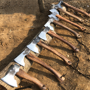 Ascia da taglio in acciaio al carbonio stile vichingo con manico in <span class=keywords><strong>legno</strong></span> marrone per giardino e foresta, all'ingrosso - Product Image 3
