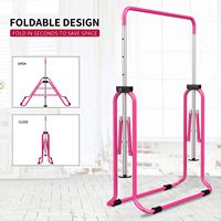 Set de Entrenamiento de Gimnasia para Niños Pequeños con Anillas y Barras de Monopatín, Altura Ajustable, Base Segura y Estable para Área de Juego Interior en Casa
