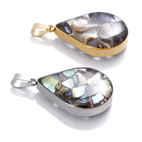 Goutte d'eau coquille épissage naturel ormeau coquille pendentif collier bijoux en gros