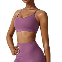 Soutien-gorge de sport style européen et américain à maintien élevé, bretelles croisées, rehausseur de dos, 100% Nylon, séchage rapide, sensation seconde peau, pour Yoga et Course à pied