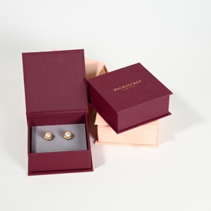 PackSecret MOQ 1Piece Custom Logo Red Wine Jewelry <b>Gift</b> <b>Boxes</b> High Quality Magnetic Closure <b>Earring</b> Jewelry Box - Product Image 2