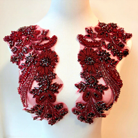 Appliques de luxe en or brodées à la main avec des paillettes, patch en maille 3D floral avec strass à coudre pour la décoration de robes de mariée