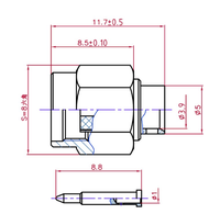 Conector SMA SMA-JB3, Cable Semirrígido/Semiflexible RG402/RG141, Conector Macho Recto SMA