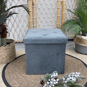 Factory Wholesale Velvet Fabric Bedroom Accent Ottoman Folding <strong>Pouff</strong> with <strong>Storage</strong> Extendable Convertible Bench Stool - Product Image 1