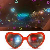 Lunettes de soleil 3D à effet prisme pour filles, monture PC rouge et blanche, idéales pour les fêtes et Noël - Vente en gros
