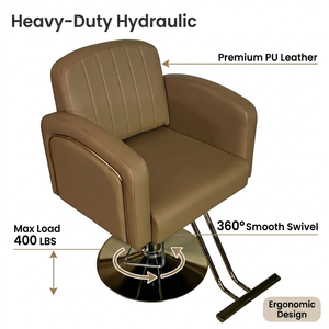 Silla de Estilismo Hidráulica Profesional de Alta Resistencia para Barbería, Carga Máxima 400 LBS, Muebles de Salón de Belleza de Lujo al por Mayor - Product Image 2