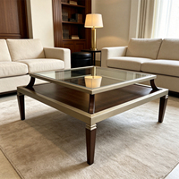 Ensemble de tables basses de luxe modernes en or, cadre haut de gamme, meubles de salon, table à thé centrale avec plateau en verre