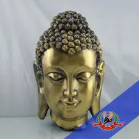 Blackhorsegifts עתיק ברונזה זהב גדול שרף בודהיזם בודהה ראש פסל דקור