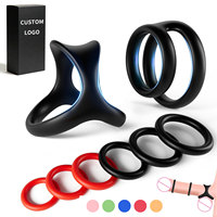 8-teiliges Set Silikon-Vibrations-Cockringe mit individuellem Logo für Männer, APP-/Fernbedienung, 10 Frequenzen, USB-aufladbar, verschiedene Größen, verzögernd