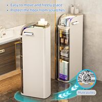 Armoire de rangement de salle de bain en plastique mince et étanche à 3 niveaux Organisateur étroit d'injection de type debout pour les petits espaces pour les vêtements