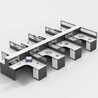 Poste de travail de bureau moderne en bois acoustique pour 4 à 10 personnes avec cloison modulaire, mobilier commercial écologique