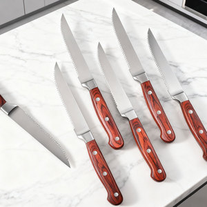 Đầy đủ-tang bít tết dao với rắn gỗ xử lý chất lượng cao thép không gỉ răng cưa lưỡi dao đặt cho cắt thịt bò & bít tết - Product Image 3