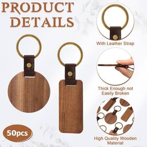 Porte-clés en noyer noir hêtre créatif nouveau porte-clés pendentif porte-clés en cuir en bois avec mots gravables - Product Image 3