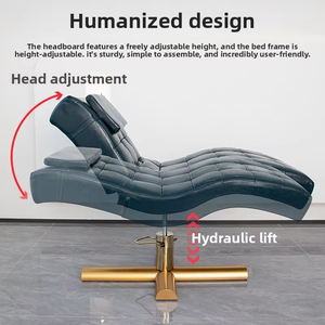 เตียงต่อขนตาสีดำสุดหรูสำหรับมืออาชีพ เก้าอี้เสริมความงามโค้งสำหรับร้านเสริมสวย เก้าอี้ต่อขนตาแบบปรับเอนได้ เตียงนวดต่อขนตา - Product Image 6