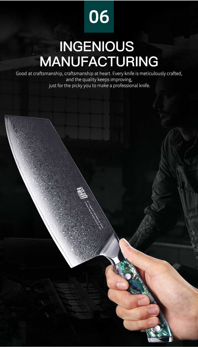 FINDKING Gorgeous Series 67 Layers Damascus Steel Kitchen Knives Abalone Resin Handle Professional Butcher Meat Cleaver Knife