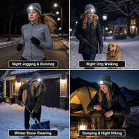 Bonnet LED personnalisé rechargeable à rayures réfléchissantes, chaud et thermique, en tricot, pour l'hiver, course en extérieur, vente en gros, usine OEM