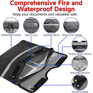 6500 ° Sac à documents ignifuge avec serrure, imperméable, matériau isolant thermique à 9 couches, double doublure, fente pour cartes, sac à argent avec fermeture éclair - Product Image 3
