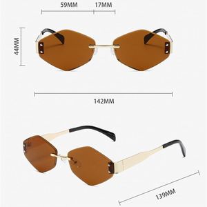 Lunettes de soleil polygonales sans monture en alliage hexagonal rétro tendance 2025 avec logo personnalisé, protection UV400 pour femmes - Product Image 4