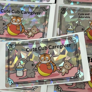 Custom Cute Logo Glitter Lamination Die Cut <b>Label</b> Holographic Laser Rainbow Reflective <b>Waterproof</b> Hologram Sticker - Product Image 5