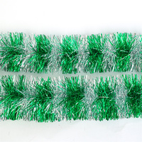 Guirlande de Noël en PET rouge et argenté de 2 m x 9 cm pour la décoration d'arbre, ornement de fête intérieure de Noël