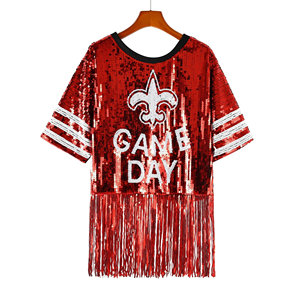 Nuova Maglia da Calcio Personalizzata <span class=keywords><strong>con</strong></span> <span class=keywords><strong>Paillettes</strong></span> per Donna, Maglia dei Saints <span class=keywords><strong>con</strong></span> Cinturino e Nappine in <span class=keywords><strong>Paillettes</strong></span> - Product Image 1