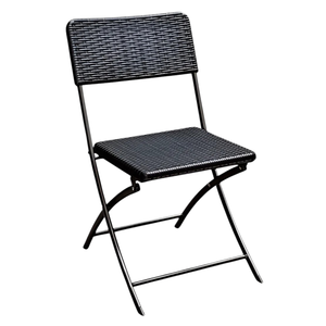 SILLA PLEGABLE DE METAL Y PLÁSTICO CON EFECTO RATÁN NEGRO - Product Image 1