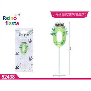 Vela Pequeña de 5 cm con Diseño de Dinosaurio Verde y Número 0, Modelo 52438 de Peiyong, para Decoración de Fiestas Infantiles - Product Image 1