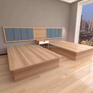 Modern Hotel Bedroom Furniture <b>Set</b> Twin <b>Single</b> Double <b>Bed</b> with Upholstered Headboard Nightstand For Economy Chain Hotel Room - Product Image 1