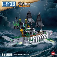 Zhe Gao 651009 Ghost Shark, Barco Pirata, Rompecabezas 3D de Alta Dificultad, Bloques de Construcción de Plástico ABS, Más de 800 Piezas, para Mayores de 14 Años