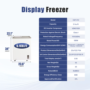 Congelador Comercial Tipo Arcón con Inversor de 5.1 Cu.Ft, Puerta Corredera de Vidrio Low-E, Control Digital de Temperatura, Ruedas y Cerradura, Ideal para Exhibición de Helados - Product Image 2