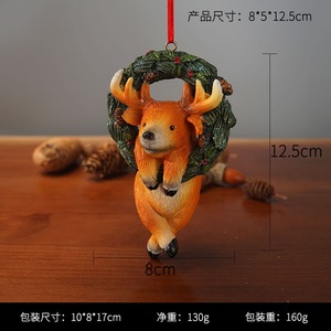 Natale figurina e giocattoli in resina carino ornamento animale alce orso topo ciondolo albero di natale decorazione per bambino regalo festa - Product Image 6