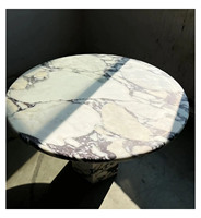 Table en marbre Calacatta Viola personnalisée, mobilier de maison, design nordique, table à manger basse, marbre cannelé, table à manger ronde en marbre