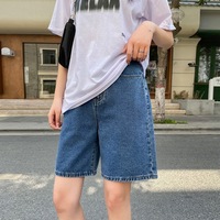 Shorts en jean décontractés taille haute coupe trapèze pour femme, été, fins, style capri, grandes tailles, amples, jambe droite, jambe large, pantalon cinq-quarts