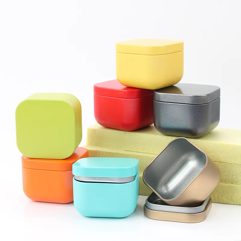 Mini Square Solid Color Candle Making Gift/Coffee/Tea Storage/Packaging Airtight Metal Tin Container/Box/Canister/Can