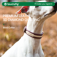 Collier pour animaux de compagnie en cuir de luxe Touchdog, matelassé 3D avec diamants, doublure en daim premium, boucle en alliage de zinc réglable, durable et confortable