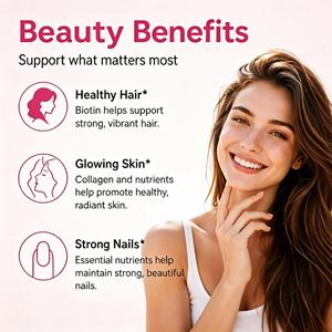 Vitamine Gommose al Gusto di Fragola per <span class=keywords><strong>Capelli</strong></span>, Pelle e <span class=keywords><strong>Unghie</strong></span>, Integratori di Bellezza a Prezzo All'Ingrosso, Vendita Calda per Adulti - Product Image 2