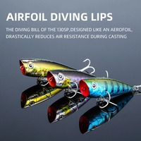 Leurre artificiel flottant Whopper Plopper Popper 60mm 7.0g en ABS pour pêche en surface, eau douce et salée, rivière, lac, ruisseau