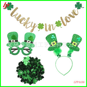 Lunettes vertes trèfle de Saint-Patrick, chapeau porte-bonheur, serre-tête décoratif, accessoires de fête irlandaise LPP4435 - Product Image 2