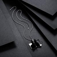 Pendentif livre de couple romantique de luxe collier en acier inoxydable bloqué en or 18 carats bricolage sculpture au laser cadeau personnalisé