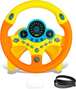 Volante de conducción de coche de juguete simulado para niños, juguetes de asiento de conducción de imitación, juguetes educativos eléctricos de aprendizaje temprano para bebés - Product Image 1