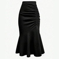 Jupe plissée grande taille personnalisée Jupe plissée minimaliste de longueur moyenne pour femme Jupe moulante vague queue de poisson élégante taille haute