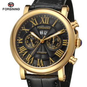 Montre Forsining, boîtier en acier inoxydable 316L, montres automatiques mécaniques en cuir de luxe pour hommes, cadeaux d'affaires, qualité haut de gamme, 43 mm - Product Image 1