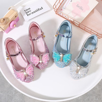Chaussures à talons hauts pour filles, chaussures de princesse, chaussures de soirée, chaussures brillantes en cristal, chaussures d'été, chaussures à paillettes pour enfants, chaussures à paillettes de papillon