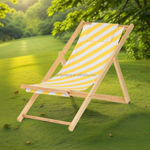 Accoudoir en <span class=keywords><strong>bois</strong></span> portable pour l'extérieur Chaise longue en tissu Oxford Chaise de plage pliante à dossier haut pour le camping et les hôtels et les parcs - Product Image 2
