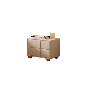 Denlais Nightstand <b>Cream</b> Solid Wood 2 Drawers Modern <b>Bedside</b> <b>Table</b> With Wheels - Product Image 4