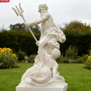 Scultura di Poseidone in Marmo Bianco YOUFINE, Arte della <span class=keywords><strong>Mitologia</strong></span> <span class=keywords><strong>Greca</strong></span>, Dio del Mare per Decorazione di Giardini e Ville - Product Image 1