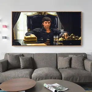 Póster de película Scarface para decoración del hogar, impresiones de Tony Montana, arte de pared blanco y negro, Imagen en lienzo, arte pop famoso