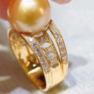 แหวนเงินแท้ S925 ประดับมุกธรรมชาติทรงกลม 12-11 มม. สไตล์หรูหราเบาๆ ดีไซน์เปิดปรับขนาดได้ โรแมนติก ใช้งานได้หลากหลาย - Product Image 2